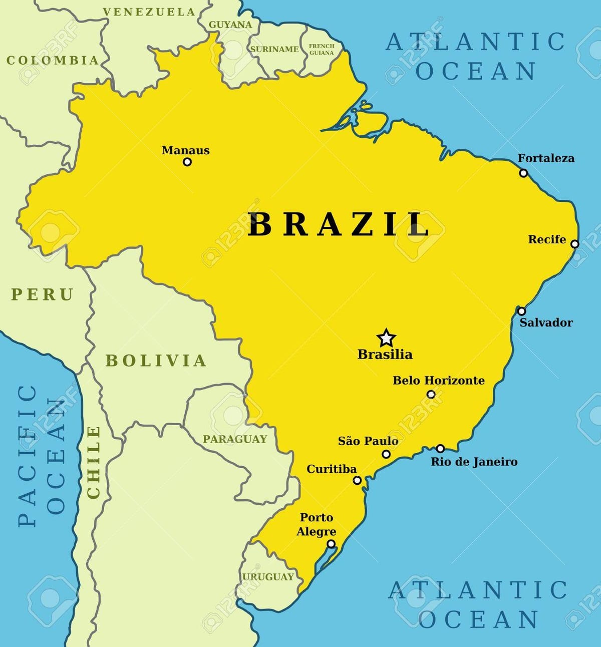 as principais cidades no mapa do Brasil