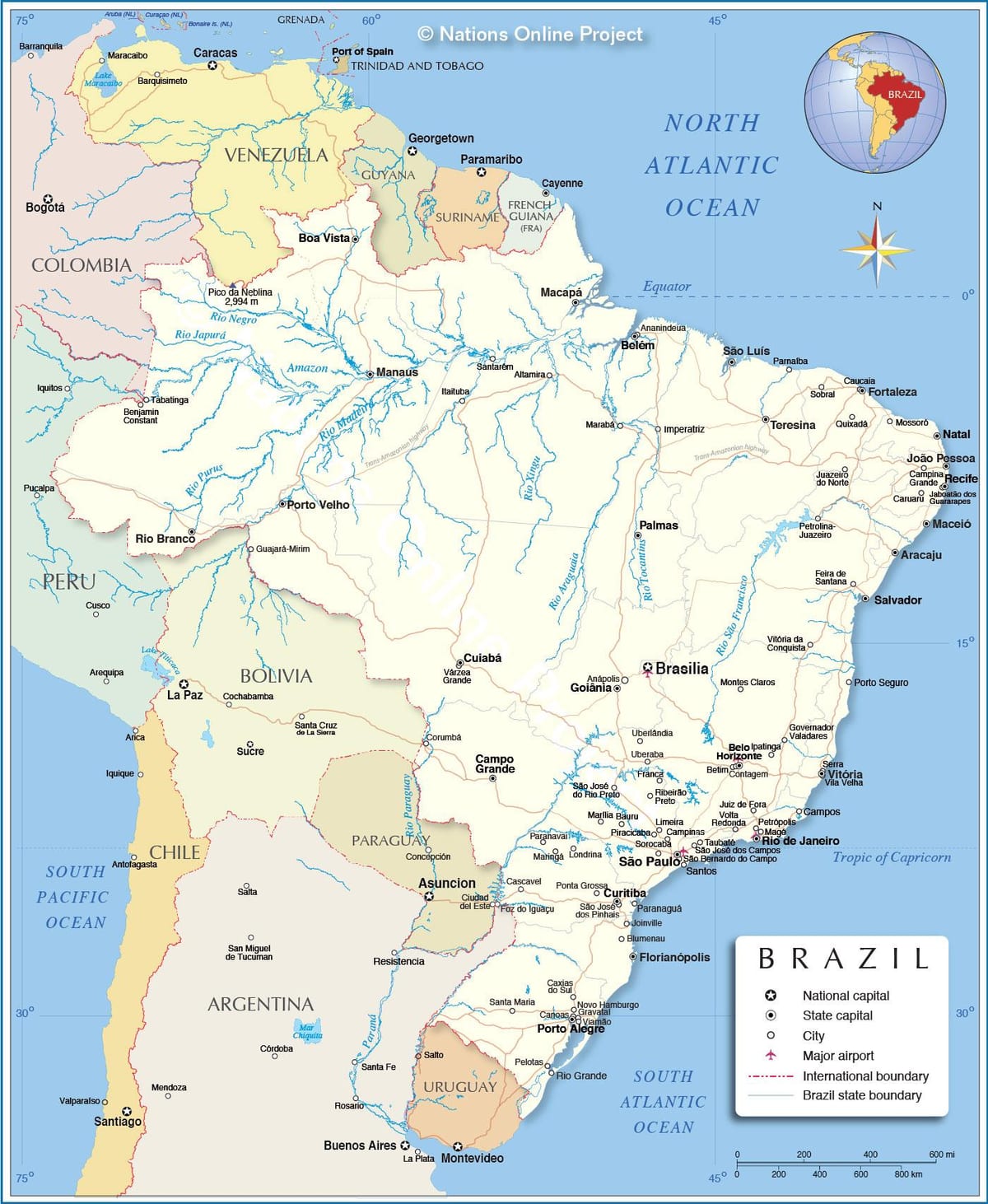 mapa do Brasil rios