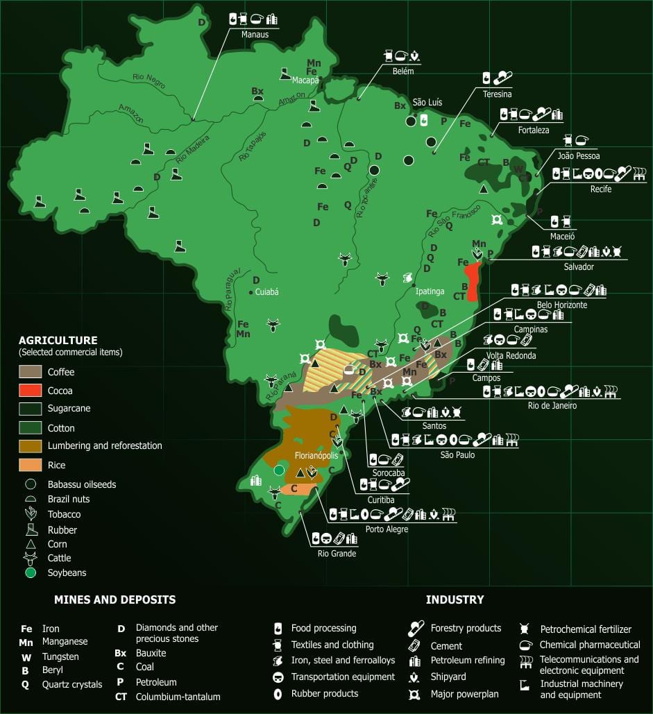 mapa do Brasil recursos naturais
