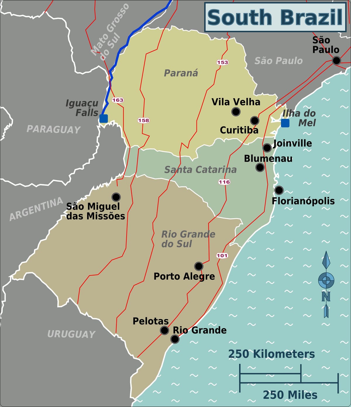 mapa do sul do Brasil