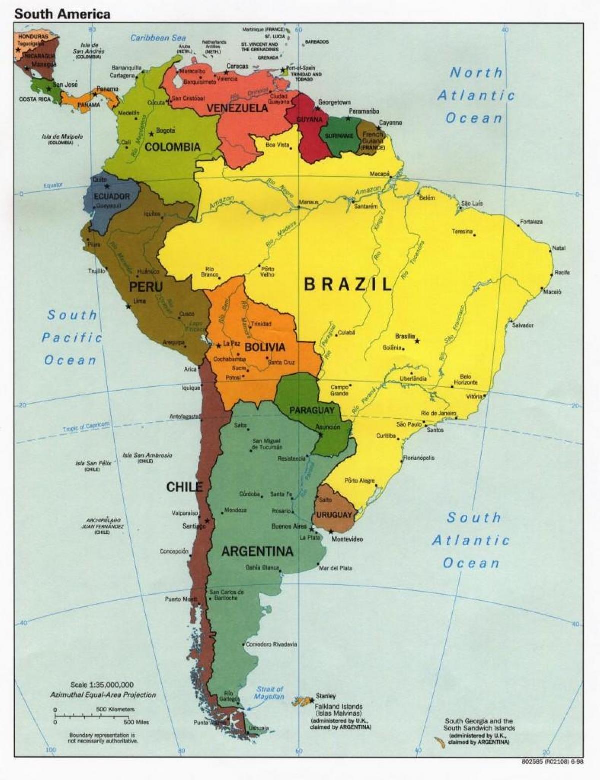 mapa do Brasil em países vizinhos