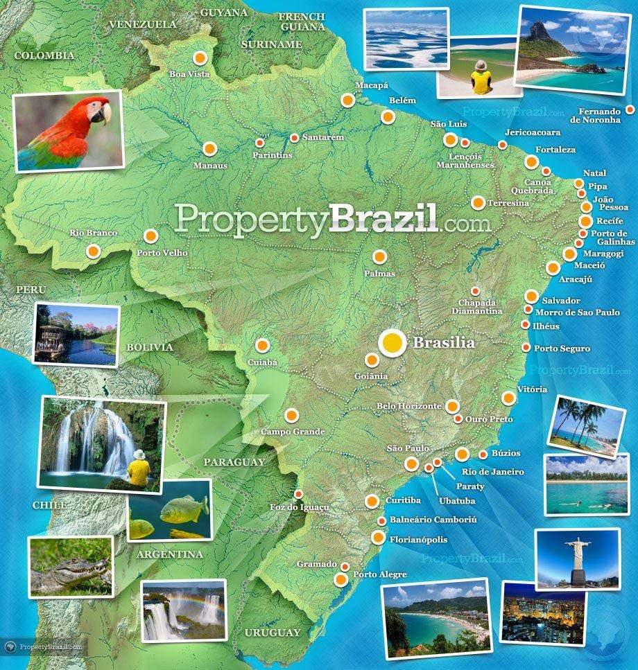 mapa turístico do Brasil