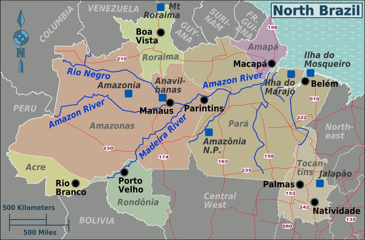 mapa da região norte do Brasil