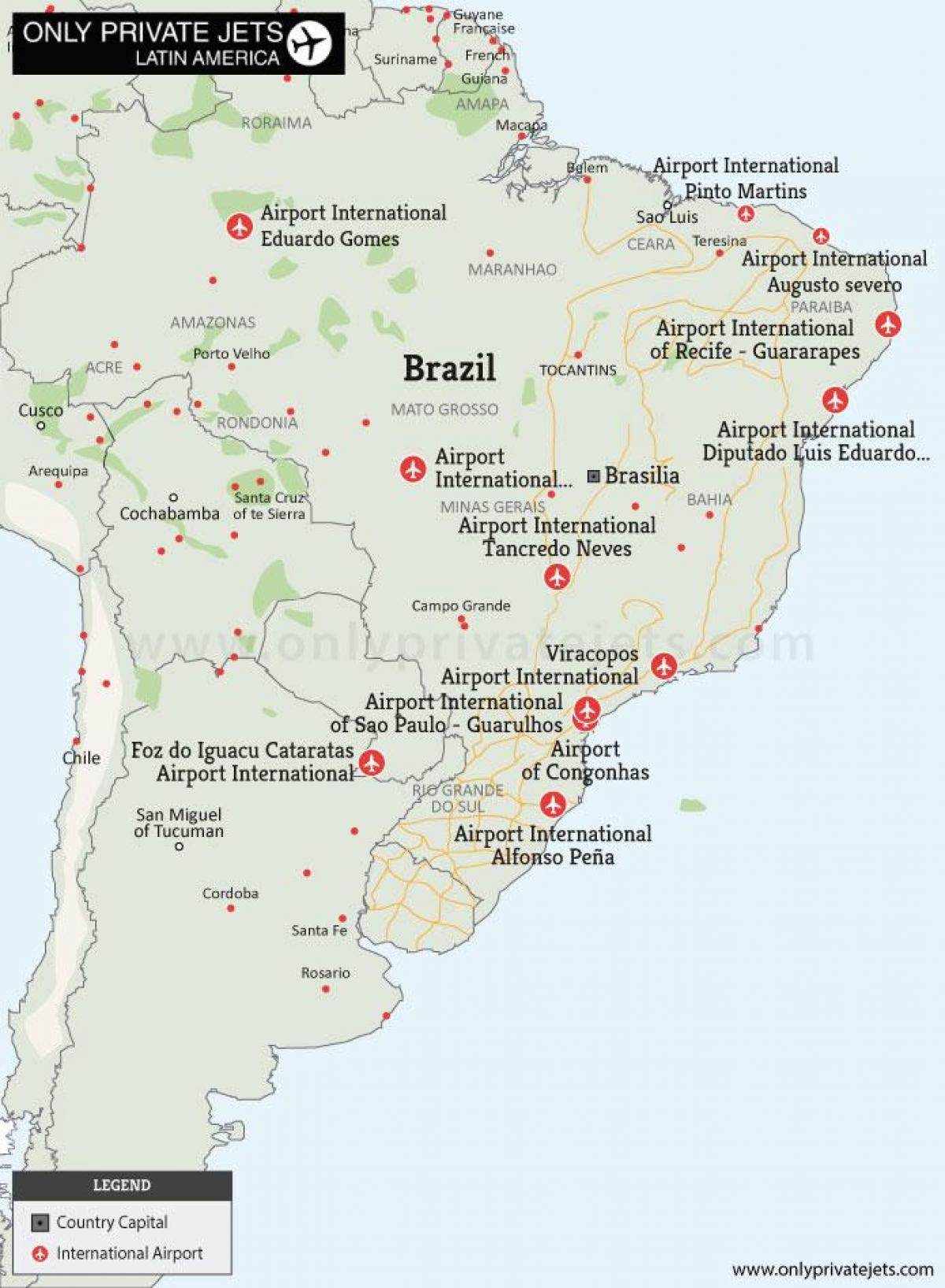 aeroportos no Brasil mapa