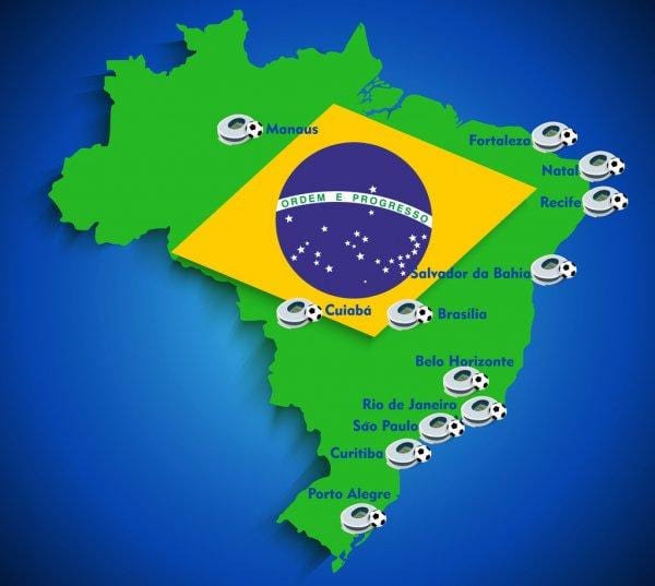 mapa do Brasil estádio