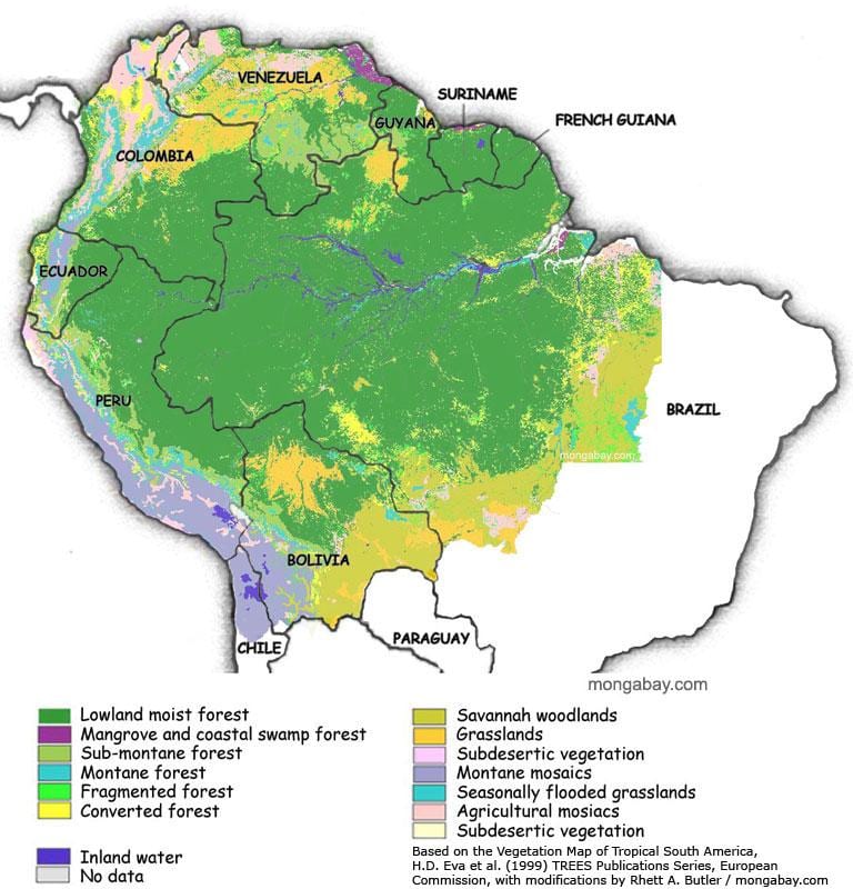 mapa do Brasil florestas