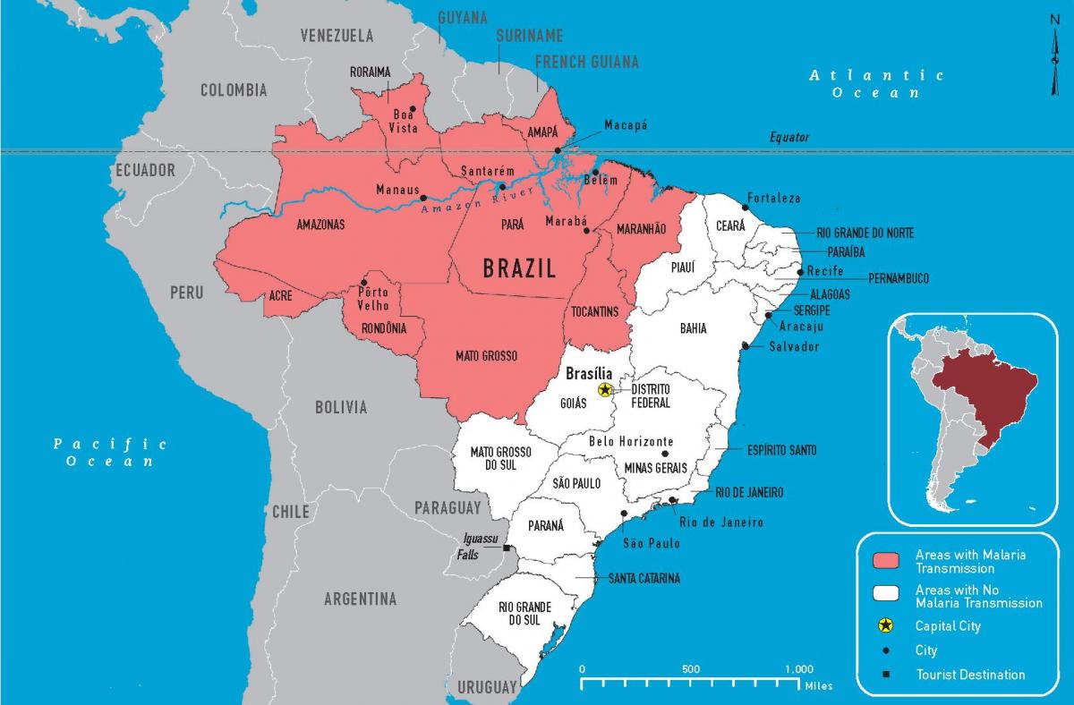 a malária mapa do Brasil