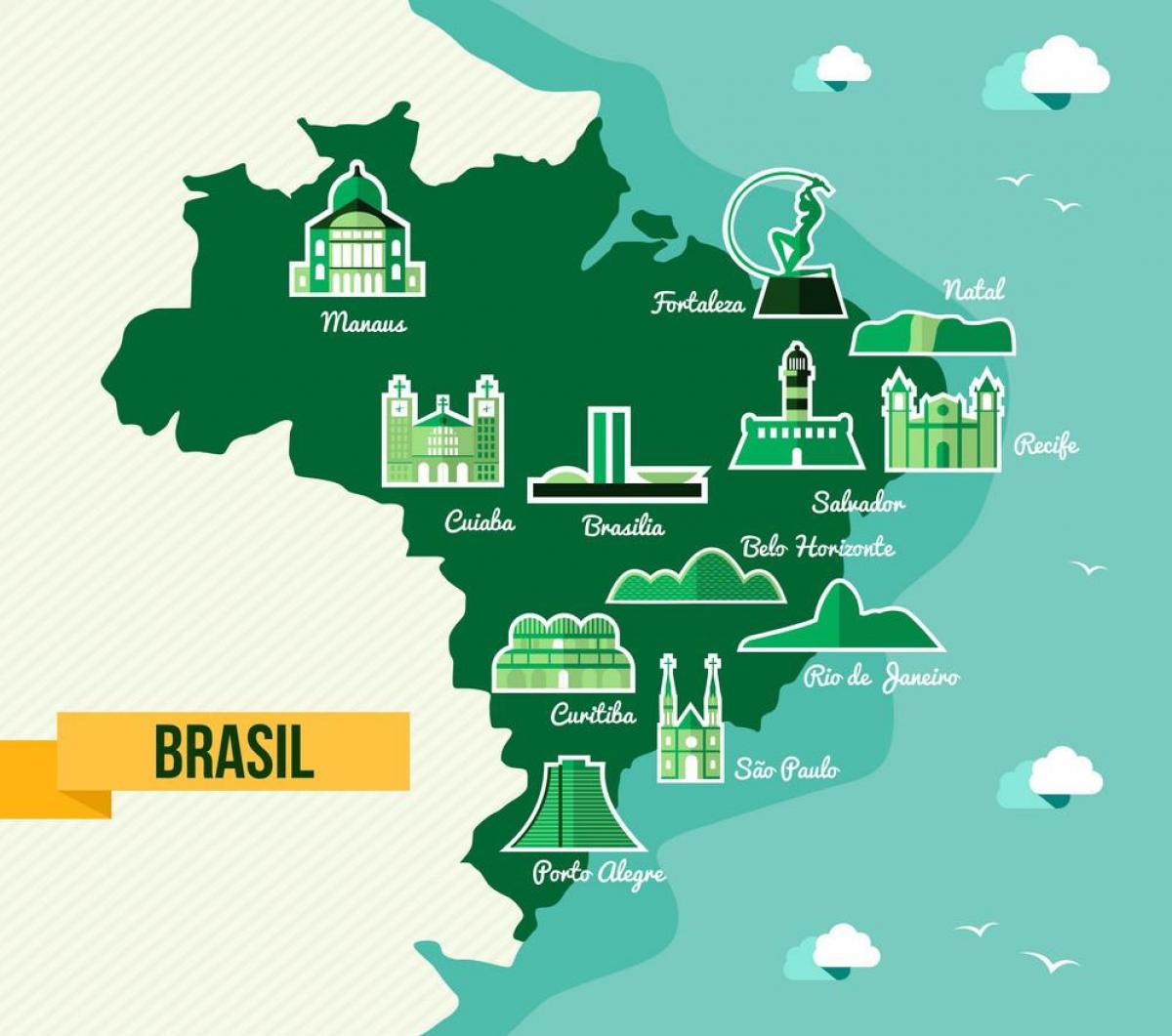 mapa do Brasil monumentos