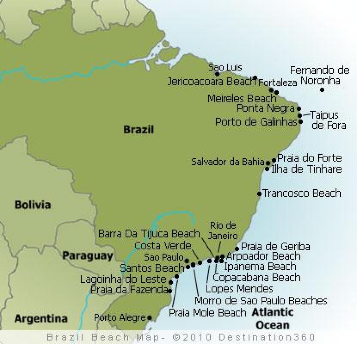 mapa de praias do Brasil
