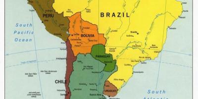 Mapa do Brasil em países vizinhos