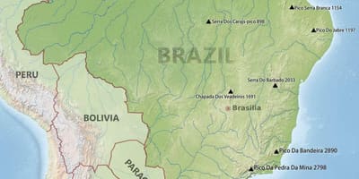 Montanhas no mapa do Brasil